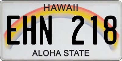 HI license plate EHN218