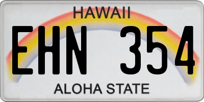 HI license plate EHN354