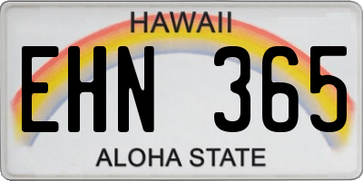 HI license plate EHN365