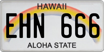 HI license plate EHN666