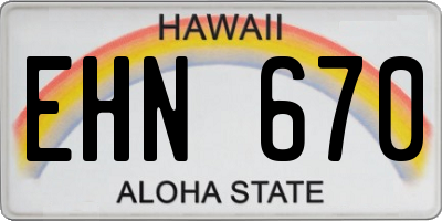 HI license plate EHN670