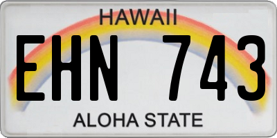 HI license plate EHN743