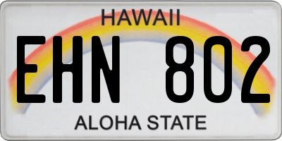 HI license plate EHN802