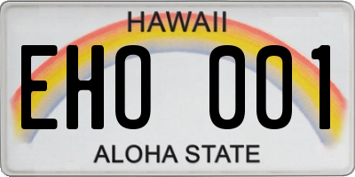 HI license plate EHO001