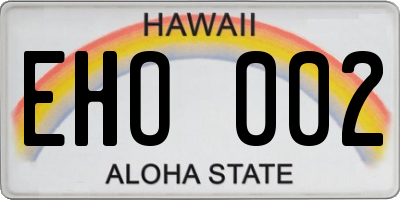 HI license plate EHO002