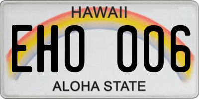 HI license plate EHO006