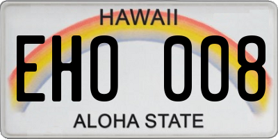 HI license plate EHO008