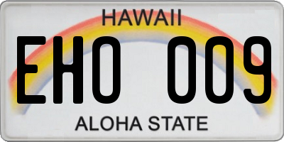 HI license plate EHO009