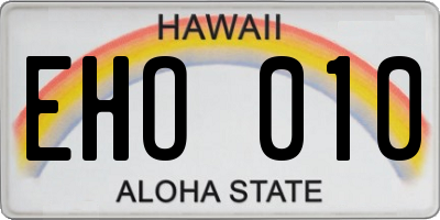 HI license plate EHO010