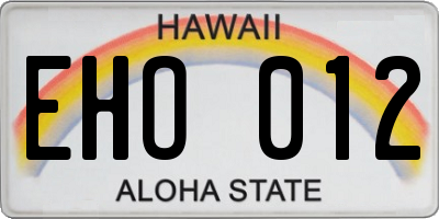 HI license plate EHO012