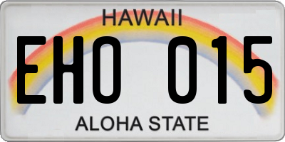 HI license plate EHO015