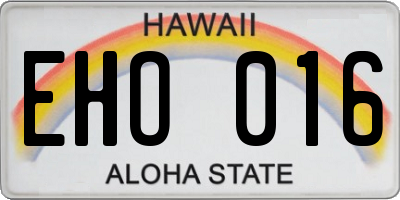 HI license plate EHO016