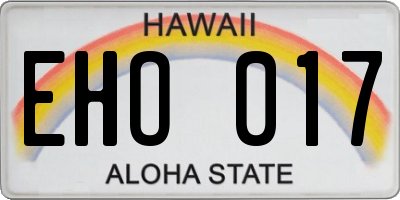 HI license plate EHO017