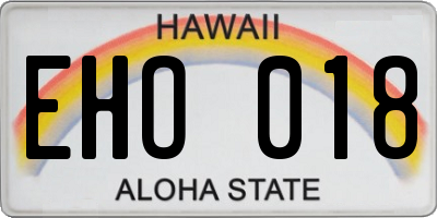 HI license plate EHO018
