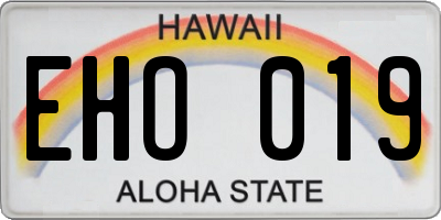 HI license plate EHO019