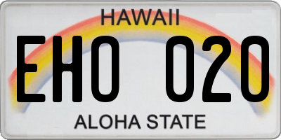 HI license plate EHO020