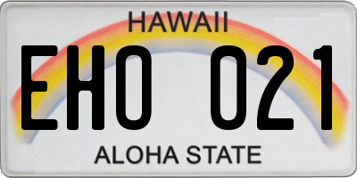 HI license plate EHO021