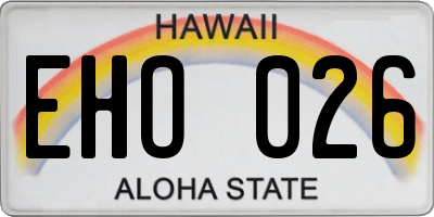 HI license plate EHO026