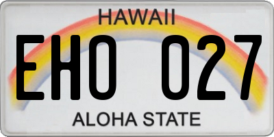 HI license plate EHO027