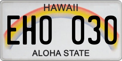 HI license plate EHO030