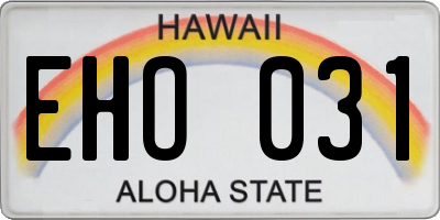 HI license plate EHO031