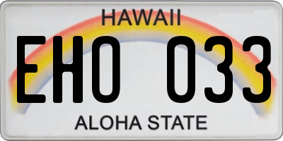 HI license plate EHO033