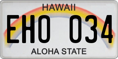 HI license plate EHO034