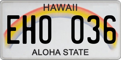 HI license plate EHO036