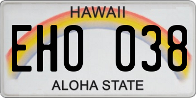 HI license plate EHO038