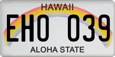 HI license plate EHO039