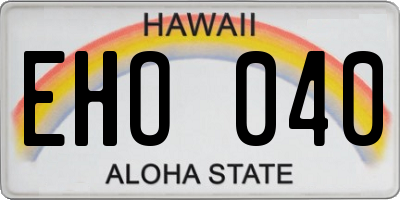 HI license plate EHO040