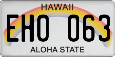HI license plate EHO063