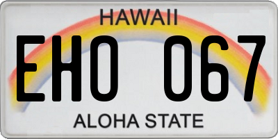 HI license plate EHO067