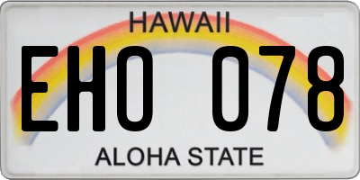 HI license plate EHO078