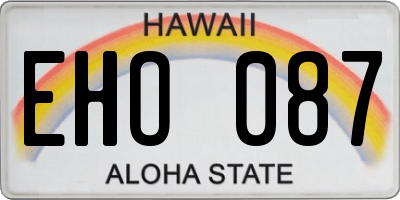 HI license plate EHO087