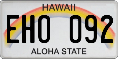 HI license plate EHO092