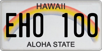 HI license plate EHO100