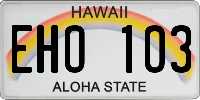 HI license plate EHO103
