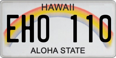 HI license plate EHO110