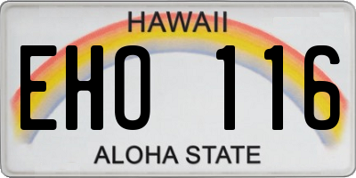 HI license plate EHO116