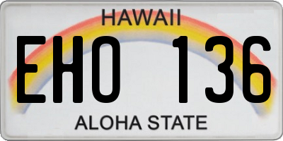 HI license plate EHO136