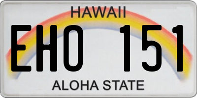 HI license plate EHO151