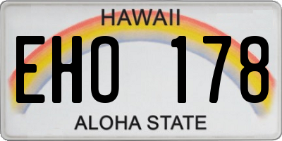 HI license plate EHO178