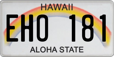 HI license plate EHO181