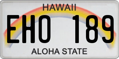 HI license plate EHO189