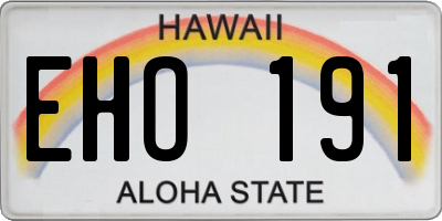 HI license plate EHO191