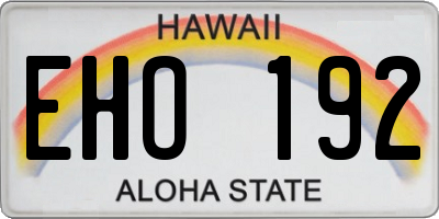 HI license plate EHO192