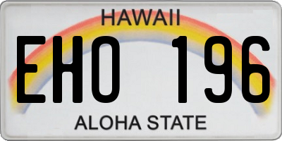 HI license plate EHO196