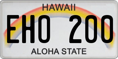 HI license plate EHO200