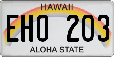 HI license plate EHO203